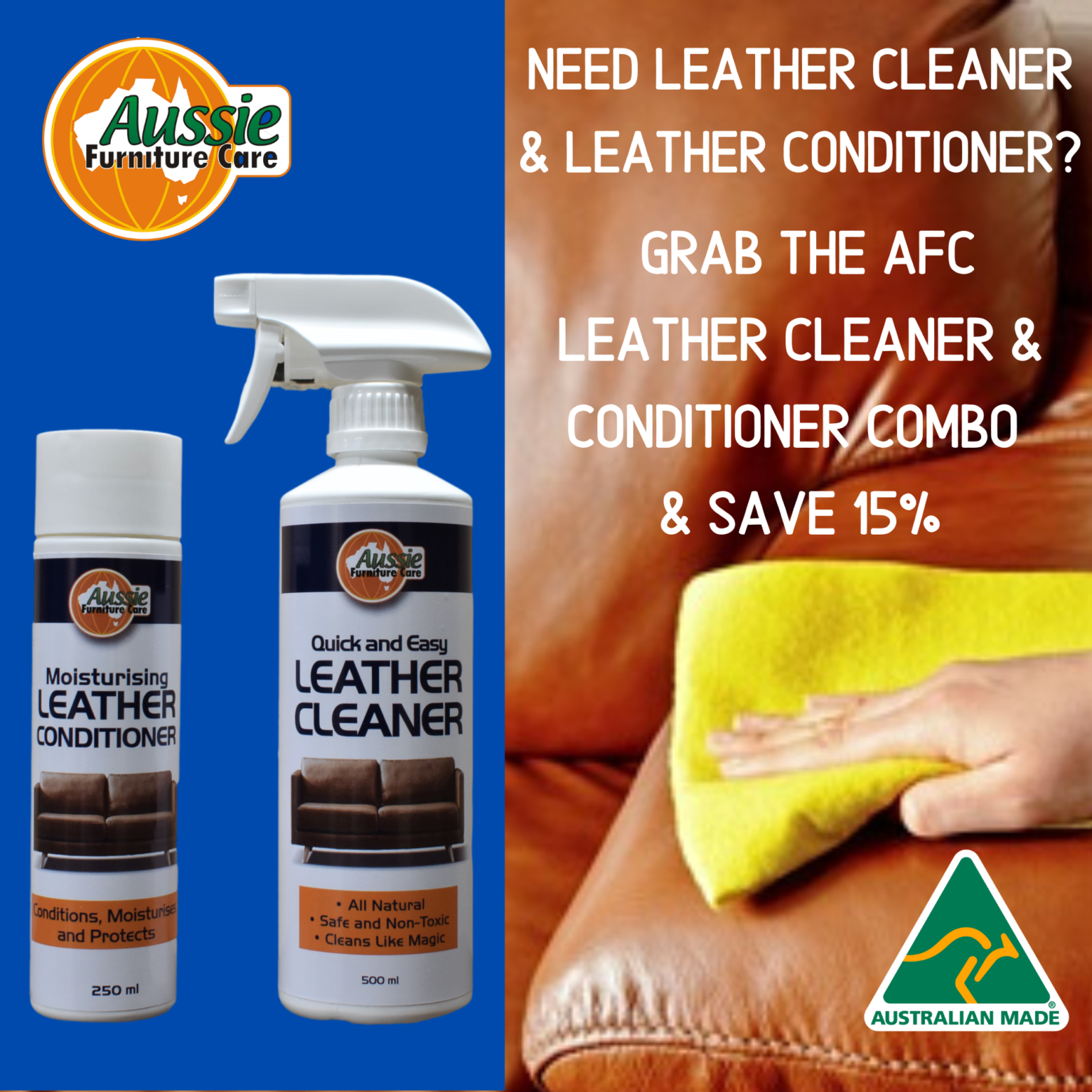 AFC Leather Cleaner & Leather Conditioner Combo Furniture Care Products
