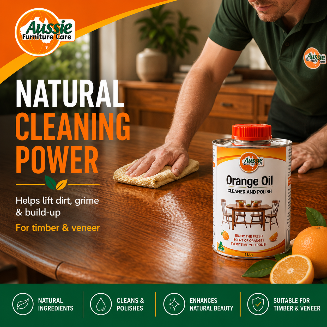 AFC Orange Oil 1 Litre Clean Polish V2 | Furniture Care Products AFC Orange Oil 1 Litre Clean Polish