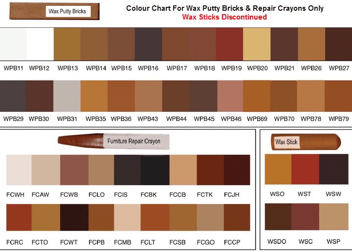 Colour Chart For Wax Filler Sticks