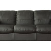 Black leather sofa (couch) isolated on white