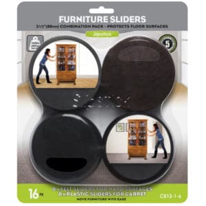 Slipstick 89mm Diameter Furniture Slider Combo for Easily Moving Furniture & Carpet on Hard Floors