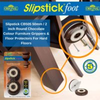Slipstick CB505 50mm Round Chocolate Colour Furniture Grippers & Floor Protectors For Hardwood Floors