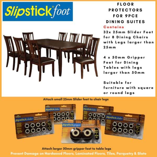 Slipstick Floor Protector Pack For A 9 Piece Dining Setting On Timber Floors