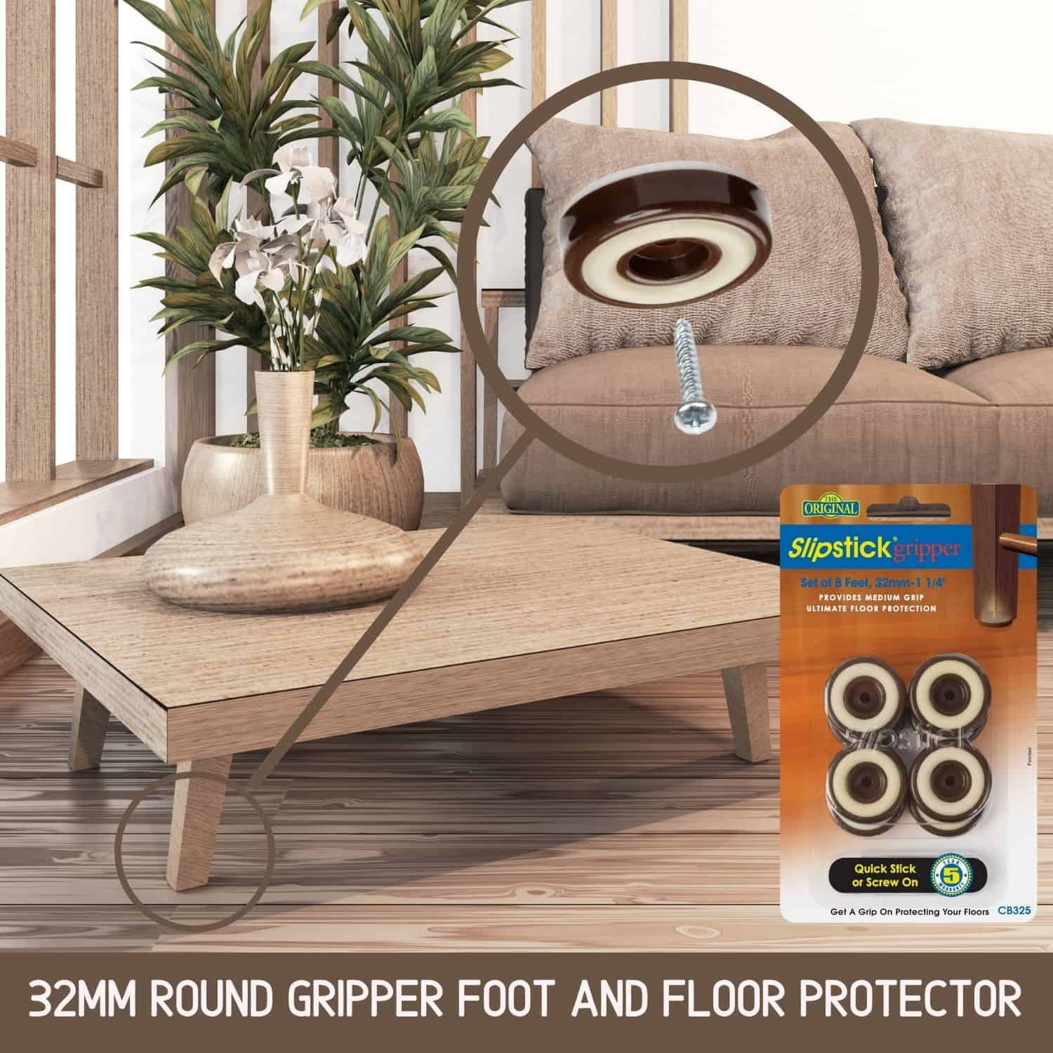 Slipstick Foot Furniture Grippers & Floor Protectors 32mm/11/4" Diameter