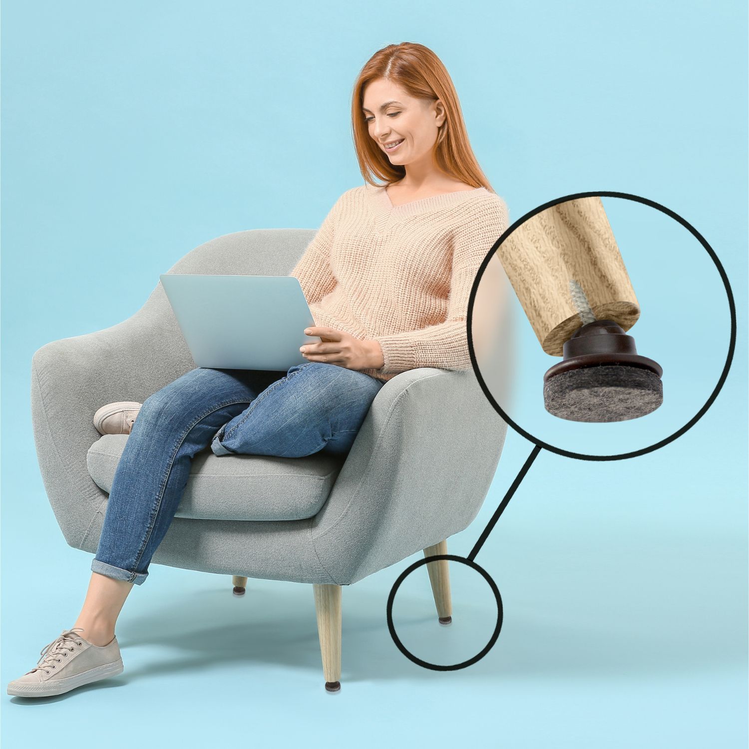 Slipstick Gorilla CB259 Felt Floor Protector Round Swivel For Chairs with Angled Legs 1C | Furniture Care Products Slipstick Gorilla CB259 Felt Floor Protectors Round Swivel For Chairs with Angled Legs