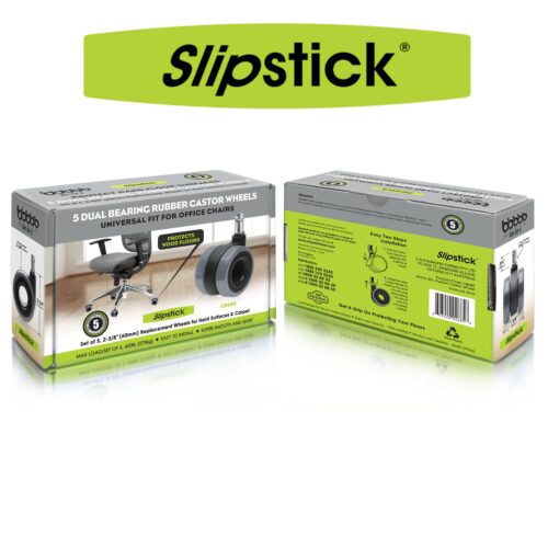 Slipstick Rubber Castor Wheels Dual Bearing 60mm Diameter 1B